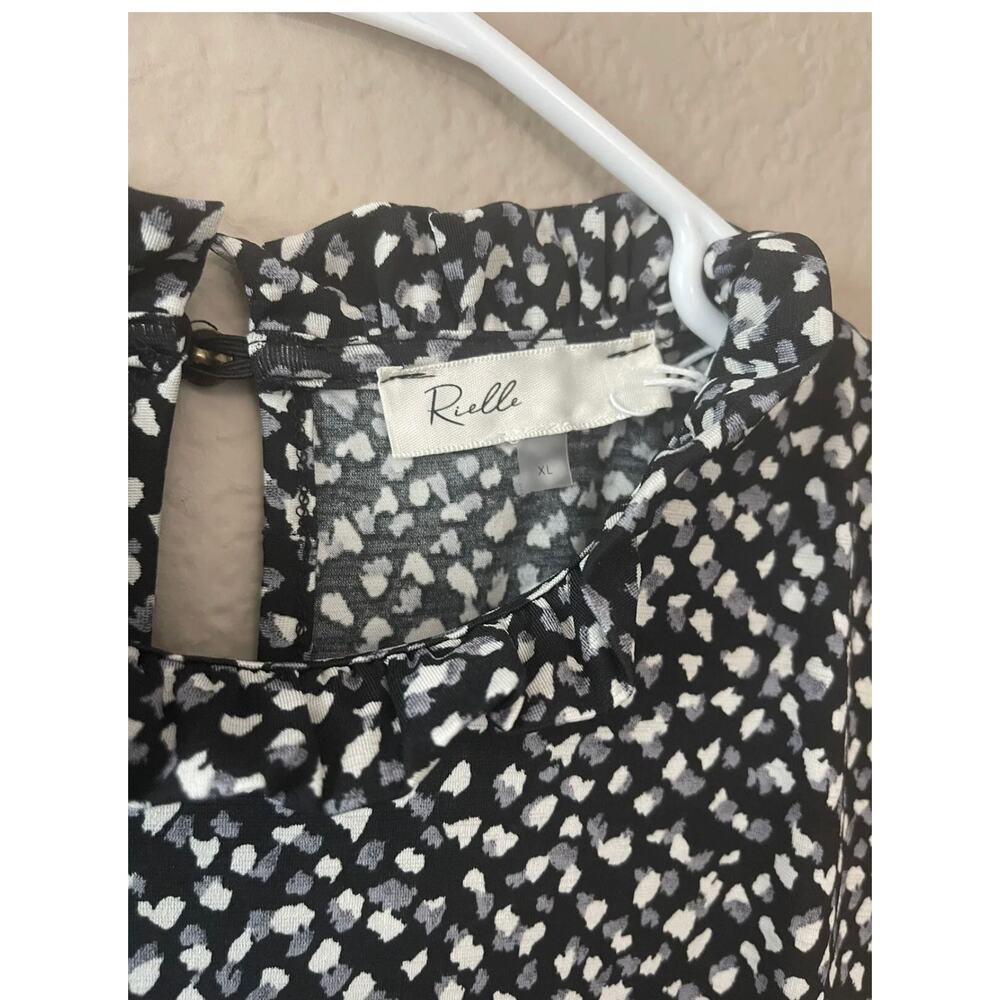 Rielle Ruffle Mock Neck Mini Tent Black Grey White Party Dress Size XL - NWT - Picture 8 of 13